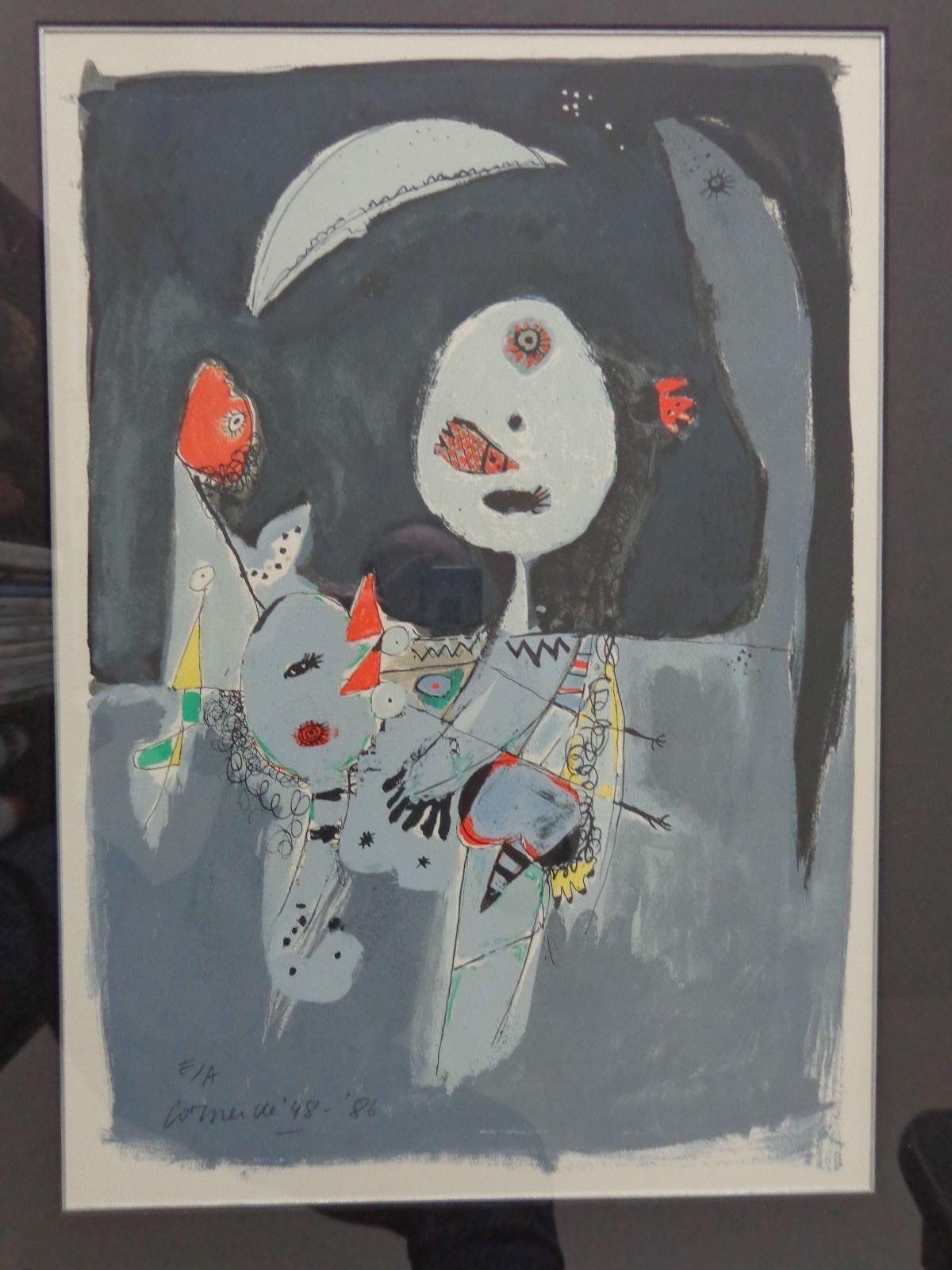 Corneille - COBRA-FIGURATIE / KLEURLITHO / 78x62cm / KADER / SIG / 1986 kopen? Bied vanaf 225!