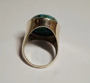 Nieuwe zilveren ring met ovale hoogglans koper turkoois kopen? Bied vanaf 125!