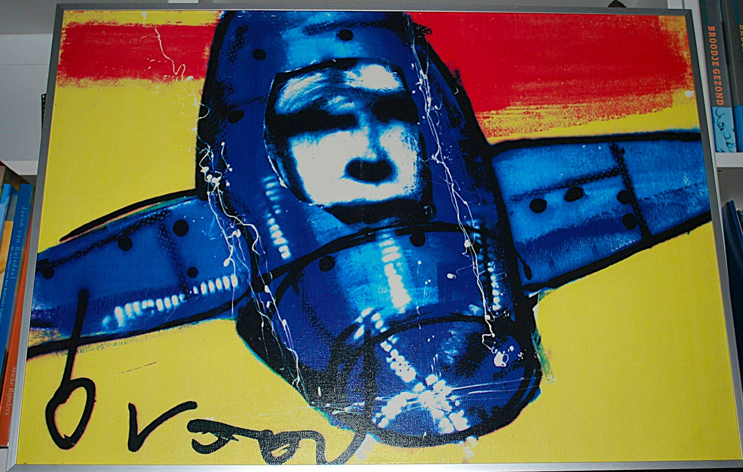 Herman Brood - Vliegtuig - ingelijst canvas op spieraam - incl. 2 hardcover boeken verkocht voor € 100!