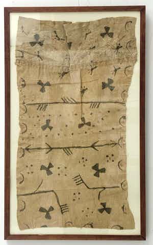 Niet of onleesbaar gesigneerd - Afrikaans hand-printed op vezeldoek verkocht voor € 1!