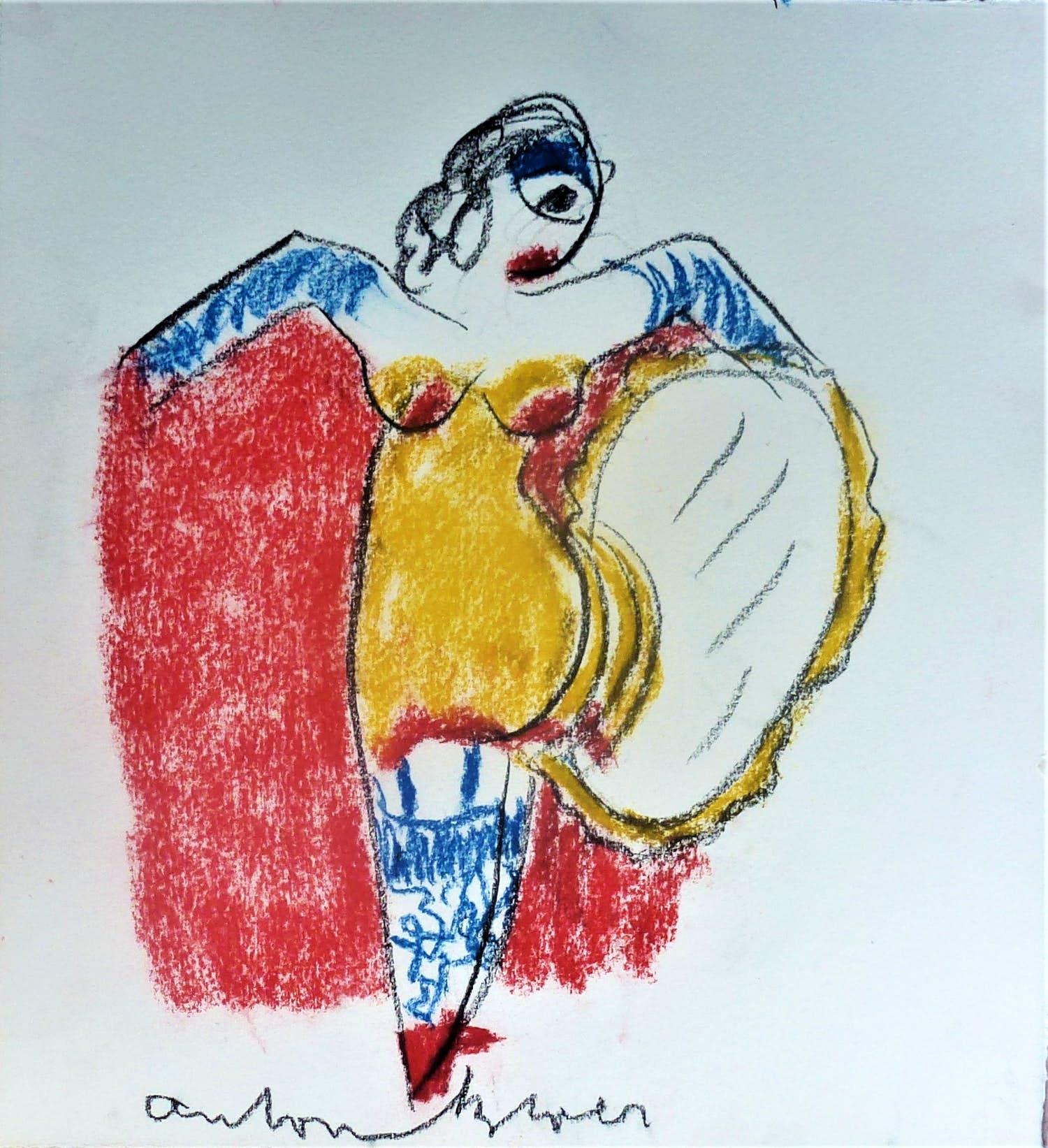 Anton Heyboer - Vrolijke kleurige danseres die in spiegel kijkt verkocht voor € 250!