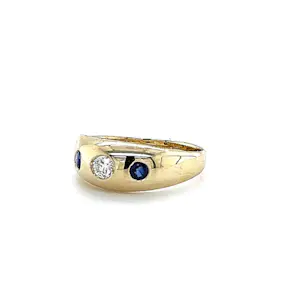 Zeitloser Vintagering in 14 Karat (585) mit Saphiren und Brillant kopen? Bied vanaf 390!