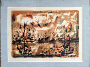 Marcel Mouly - Original-Lithografie mit Hafen kopen? Bied vanaf 110!