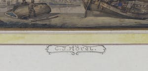 Casparus Johannes Morel - Aquarel, Rivierlandschap met scheepje op de oever kopen? Bied vanaf 1!