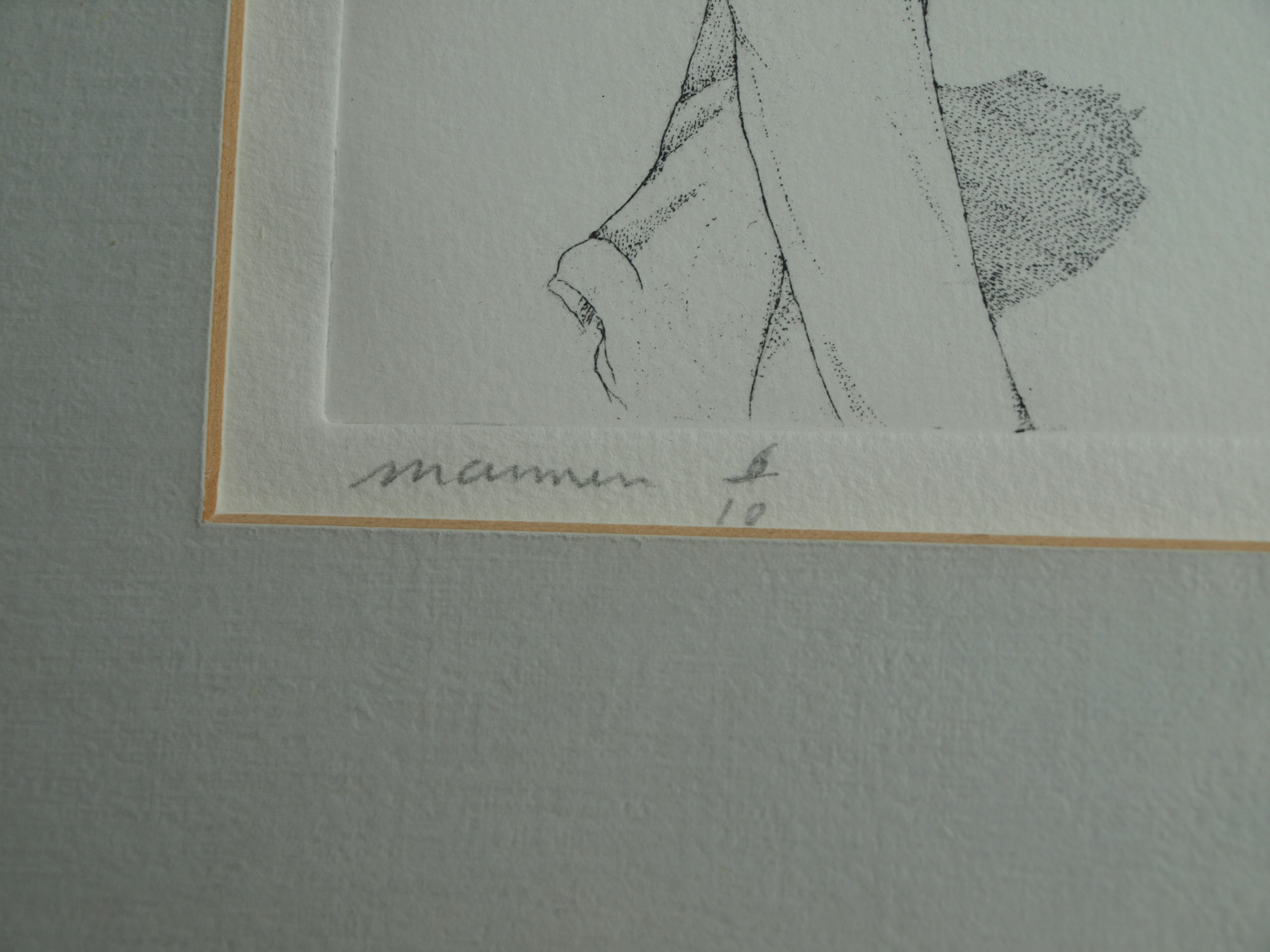 Inez van Beusekom - Ets, Mannen – gesigneerd & ingelijst – 1976  kopen? Bied vanaf 1!