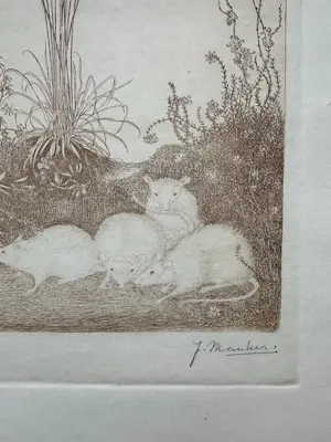 Jan Mankes - Ets vier muizen - Gesigneerd - 1918 kopen? Bied vanaf 440!