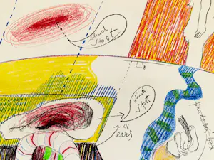 Hannes Postma - in maart 1967 gemaakte kleurpotlood tekening "lay out for a new Goddess" kopen? Bied vanaf 46!