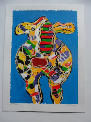 Peter Diem - Zeefdruk, Bonte koe kopen? Bied vanaf 30!