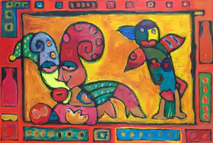 Simon & Bruno - Acryl op paneel, Zonder titel (met ophangsysteem) verkocht voor € 150!