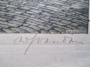 Willem van Dam - Grote ets "Oude huizen aan de Paternoster.." kopen? Bied vanaf 40!