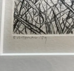 Reinder Homan - Ets, Landschap met riet in de polder ‘89 kopen? Bied vanaf 50!