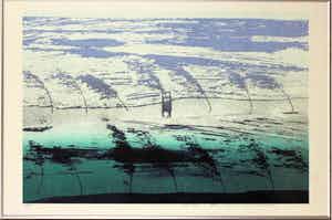 Kenji Nagai - Abstracte Compositie - Zeefdruk, Ingelijst, Groot Werk verkocht voor € 180!