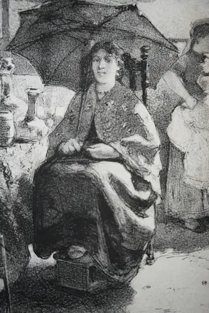 Jan Mesker - verkoopster op een zonnige rommelmarkt (Den Haag) - litho naar Theo Mesker kopen? Bied vanaf 65!