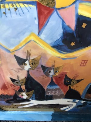 Rosina Wachtmeister - Grote siertegel “ Gatti Vagabondi “ Limited Edition kopen? Bied vanaf 175!