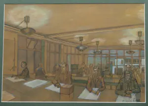 Dirk Harting - Ingelijste pasteltekening , Op kantoor – 1954 - Lijst, 50 x 64 cm kaufen? Bieten Sie von 100!