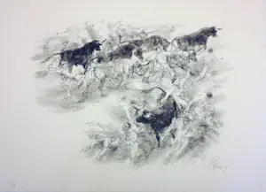 Piet Klaasse - Litho, Lot van 11 litho's muzikanten & paarden kaufen? Bieten Sie von 90!