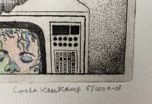 Carla Kleekamp - ets - 'Twee poezen' - eigen druk 1980 kopen? Bied vanaf 50!