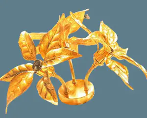 Willy Daro - Deckenlampe Messing vergoldet mit Blumenmuster für Massive 1970er Jahre kopen? Bied vanaf 300!