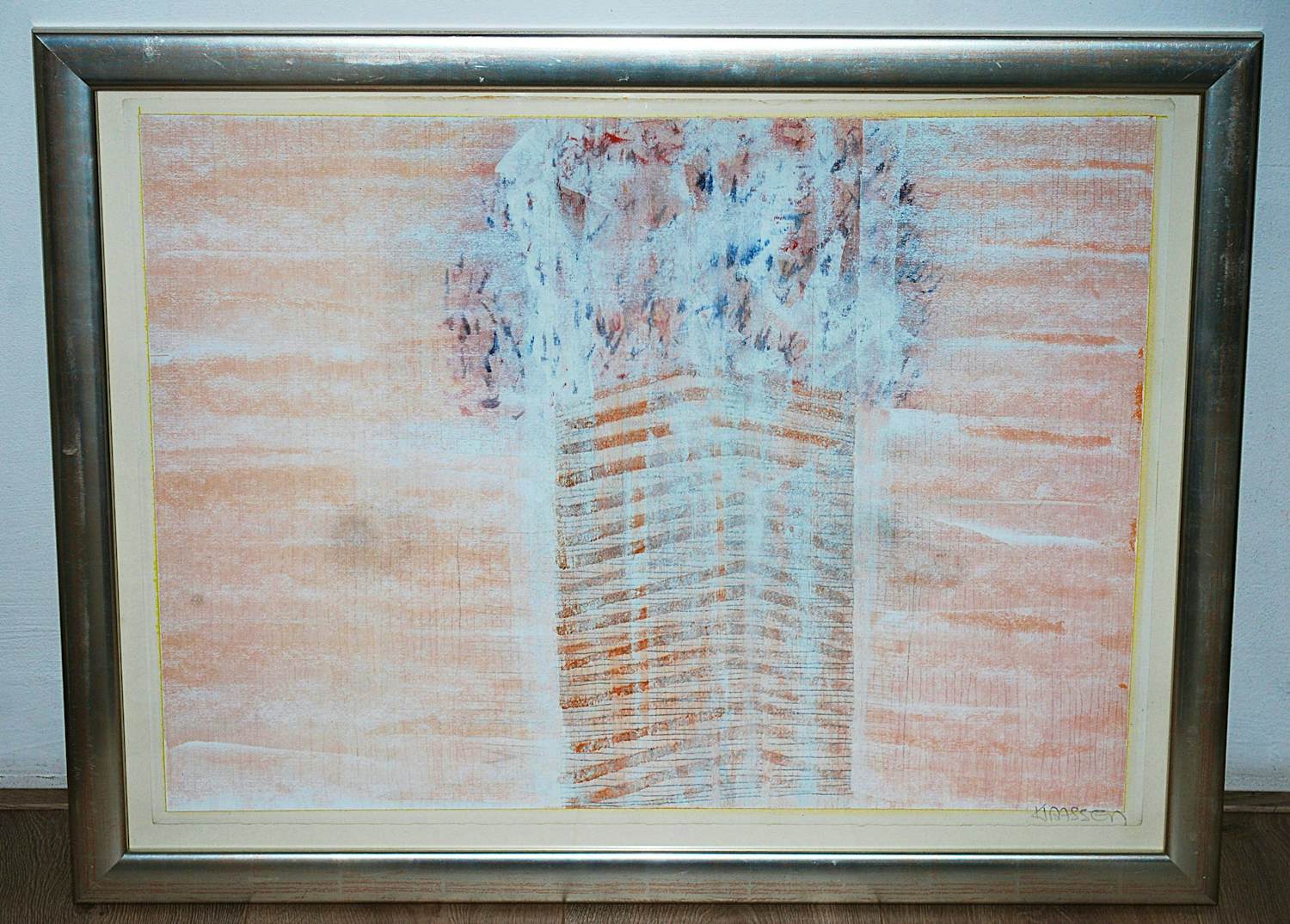 Wil Klaassen - Zonder titel II - (vaas met bloemen) - ingelijste grote gouache kopen? Bied vanaf 120!