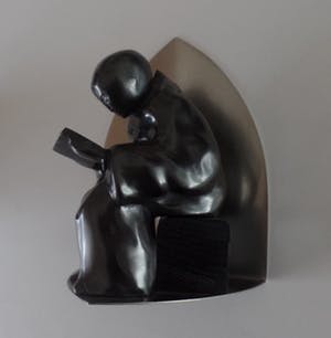 Niet of onleesbaar gesigneerd - Boeksteunen 2 Lezende Monniken Metawa Tiel Holland - Tin/Hout kopen? Bied vanaf 10!