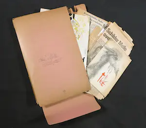 Melle Oldeboerrigter - Lot met handbeschilderde pennendoos en 2 originele litho's kopen? Bied vanaf 200!