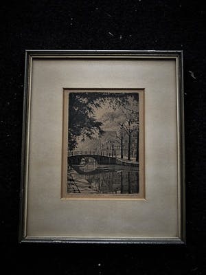 Maarten Langbroek - Prachtige Ets "Rustige ochtend op de Reguliersgracht Amsterdam" gesigneerd kopen? Bied vanaf 10!