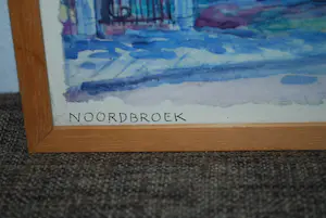 Johan Dijkstra - lot van 2: houtsnede Concours Hippique & ingelijste litho kerk te Noordbroek kopen? Bied vanaf 60!