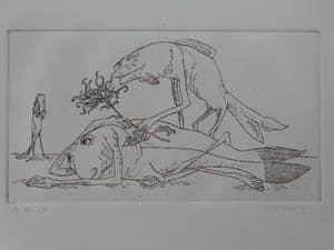 Lex Metz - MENS-VISSEN / ZW-W ETS / 37x53cm / SIG kopen? Bied vanaf 10!