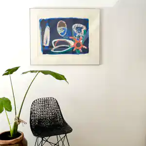 Piet Warffemius - E Bida den la man, abstract werk in lijst verkauft für € 35!