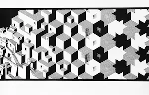 Maurits Cornelis Escher - Metamorphosis I, plus boek De Toverspiegel van M.C.Escher kopen? Bied vanaf 20!