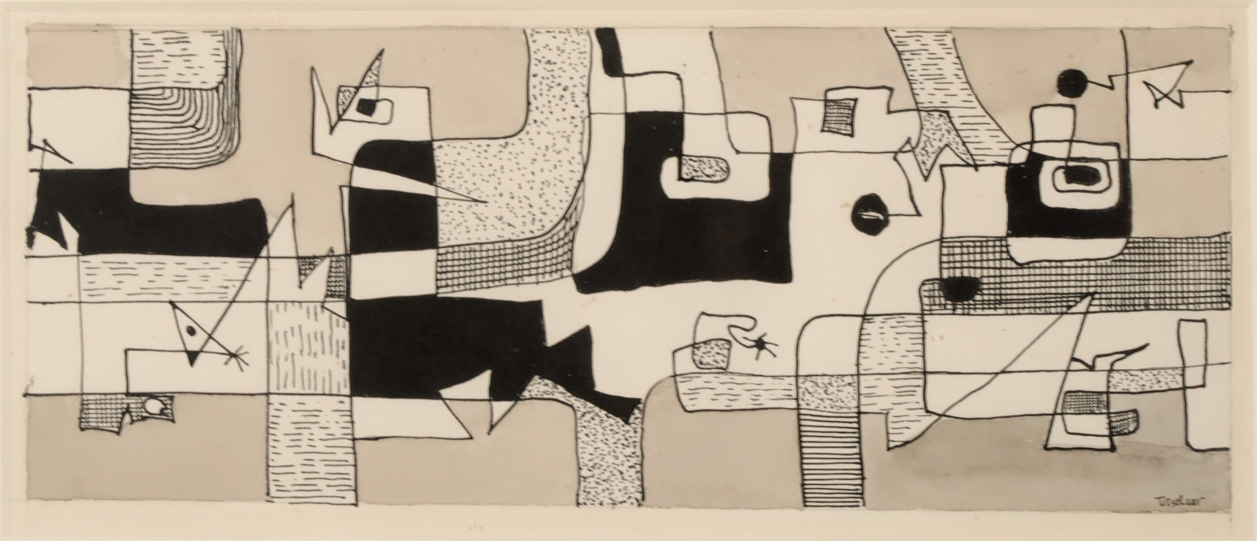 Henri Titselaar - Aquarel en inkt, Abstracte compositie + boek kopen? Bied vanaf 50!