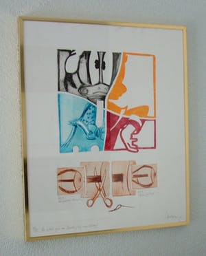 Arend van Dam - Kleuren ets op papier, getiteld "De schele ogen van Donald" 4/15 kopen? Bied vanaf 15!