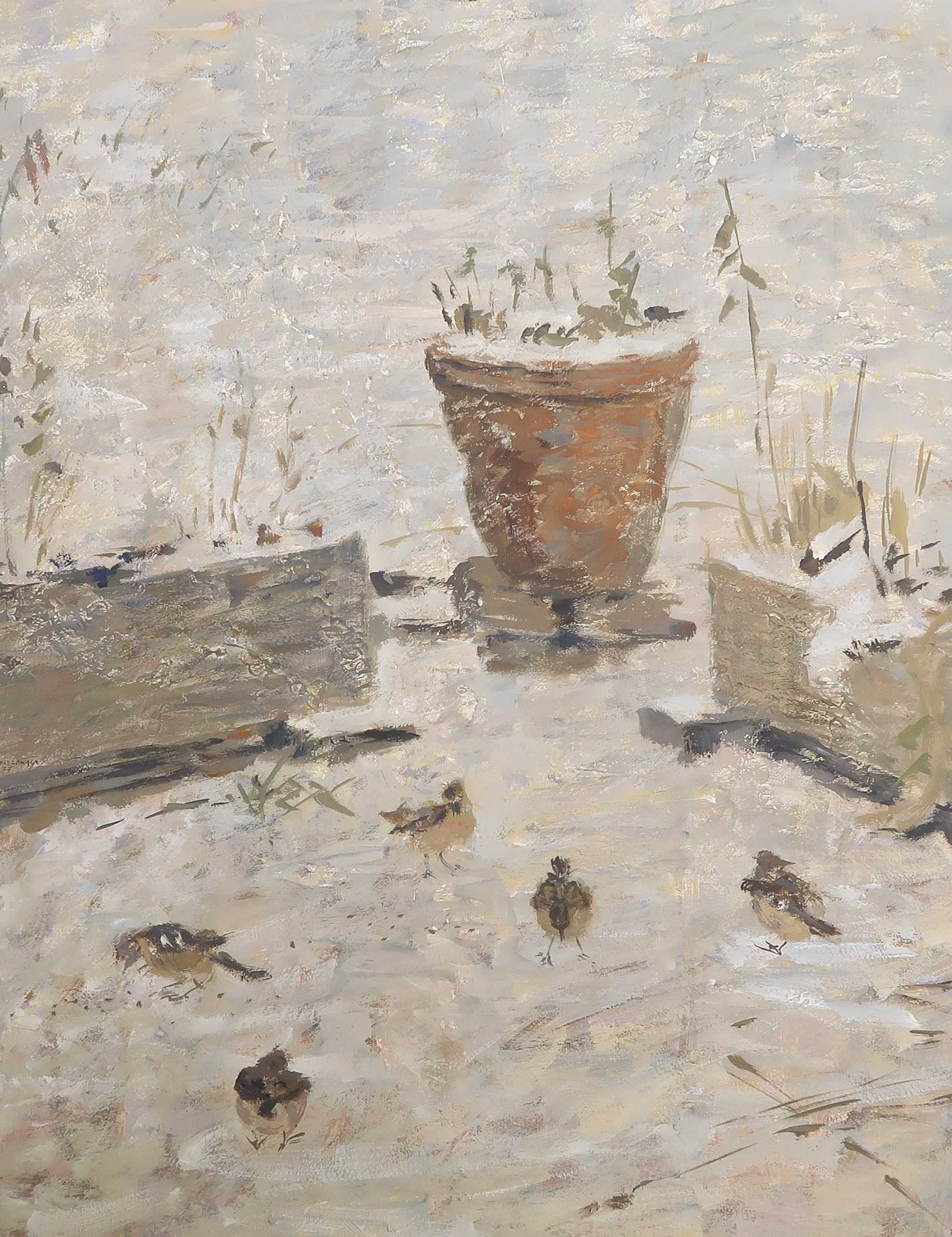 Anton Voorzanger - Gouache, Z.T. Mussen  verkocht voor € 40!