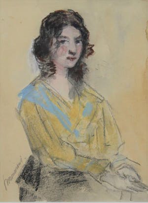 Simon Maris - gemengde techniek - "zittend meisje" kopen? Bied vanaf 495!