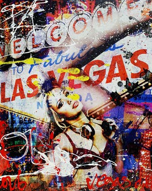 Jack Liemburg - Vegas Dreams, gemengde techniek op canvas (200cm x 120cm!) kopen? Bied vanaf 1250!