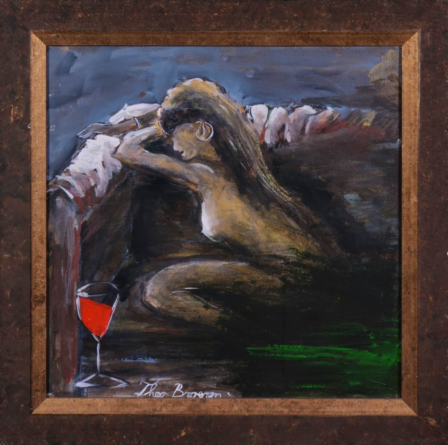 Buy Theo Broeren - Acryl op board, Woman - Ingelijst .? Bid from 120!