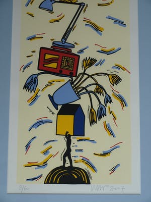 Hans Wap - Ingelijste zeefdruk , Nieuwe woning - 2007 – oplage 60 ex. kopen? Bied vanaf 50!