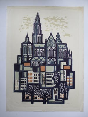 Akke Sins - Houtsnede "Antwerpen " kopen? Bied vanaf 55!