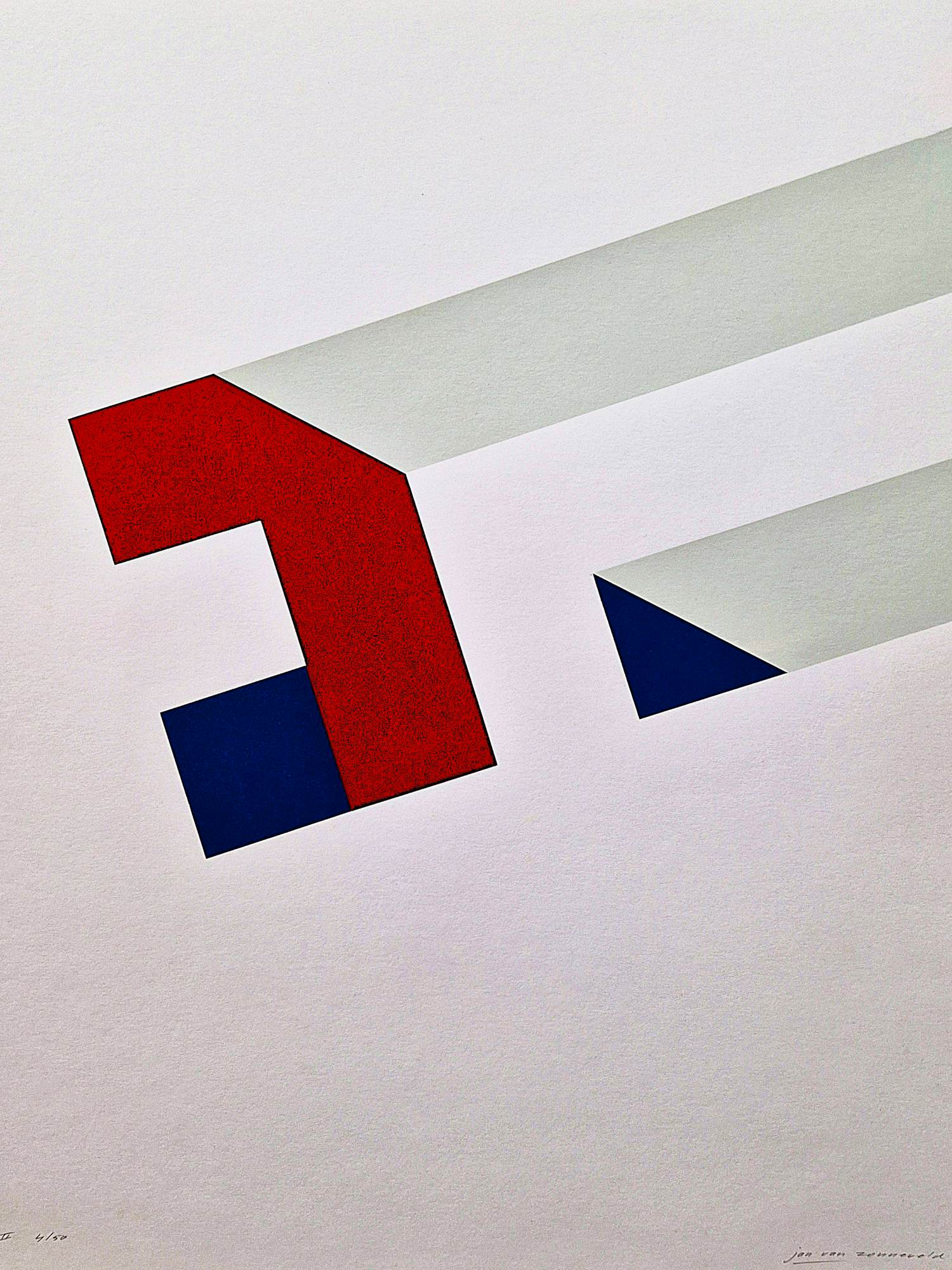 Jan van Zonneveld - in beperkte oplage gemaakte geometr. zeefdruk "VLAG II" gesigneerd verkocht voor € 35!
