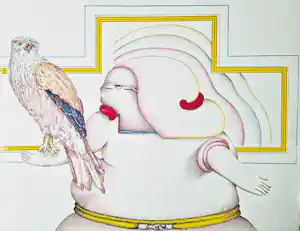 Jörg Remé - Originele 1979 kleuren Lithografie "dame en havik" - beperkte oplage (100) kaufen? Bieten Sie von 38!