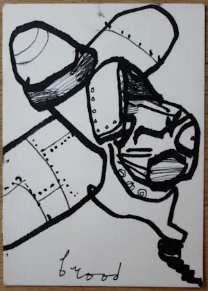 Herman Brood - Stifttekening op papier(ansichtkaart): Ik raak op dreef kopen? Bied vanaf 350!