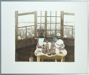 Margo Ellen Oosterhof - Ets en aquatint, Blauwe vlinder - Ingelijst kopen? Bied vanaf 1!