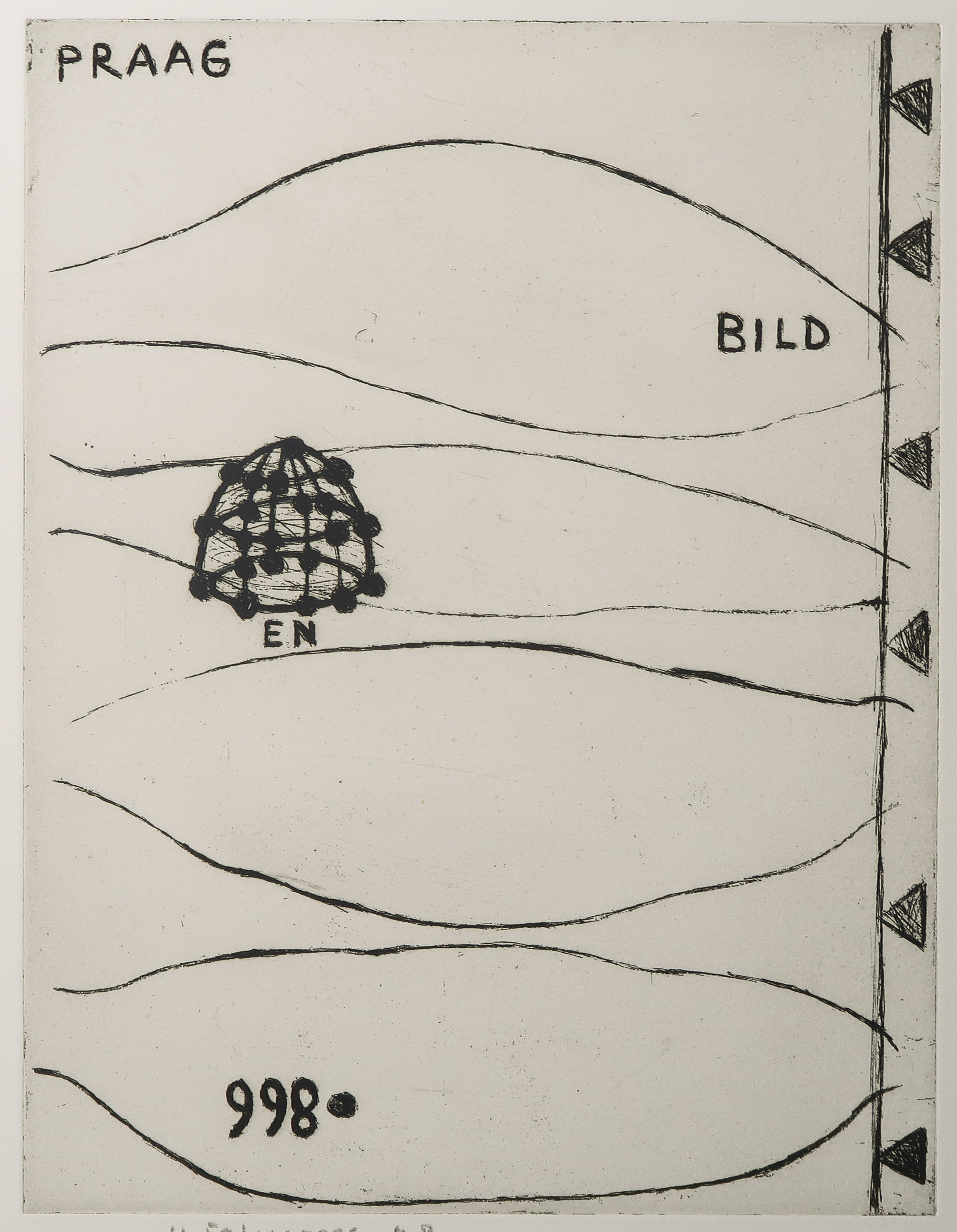 Reinier Lucassen - Ets, Grafiek Nu & Poëzie - Ets, Praag en Bild + gedicht van H. H. ter Balkt verkocht voor € 40!