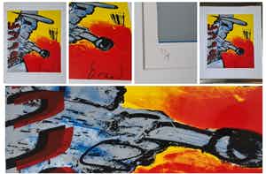 Herman Brood - Bluf - gesigneerd - ingelijst - EA - groot verkocht voor € 600!