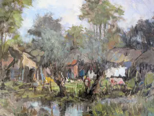 Theodorus van Oorschot - BOERDERIJ IN BOSLANDSCHAP MET PAARD EN WAGEN kopen? Bied vanaf 200!