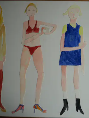 Vanessa Beecroft - Collage en acrylverf , Jonge vrouwen 1 – ingelijst, 94 x 134 cm - 1993 kopen? Bied vanaf 750!