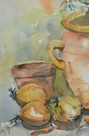 Elly Koopman - Stilleven Pots and plants kopen? Bied vanaf 50!