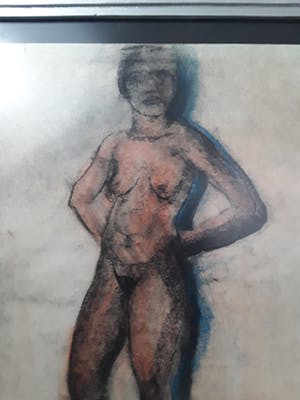 Chris Tonbreeker - Vrouw figuur no:2 krijttekening,naakt kopen? Bied vanaf 50!