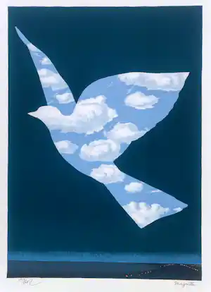 Rene Magritte - (naar) L’oiseau de ciel (1966), Lithografie verkocht voor € 390!