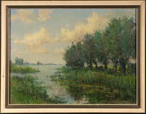 Josef Verheijen - (toegeschreven aan) - Olieverf op doek, Landschap - Ingelijst verkocht voor € 70!